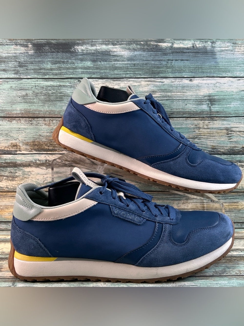 VIONIC Monarch Sneakers 9M Casual Retro Athletic Shoes Wedge Lace Up Blue Suede